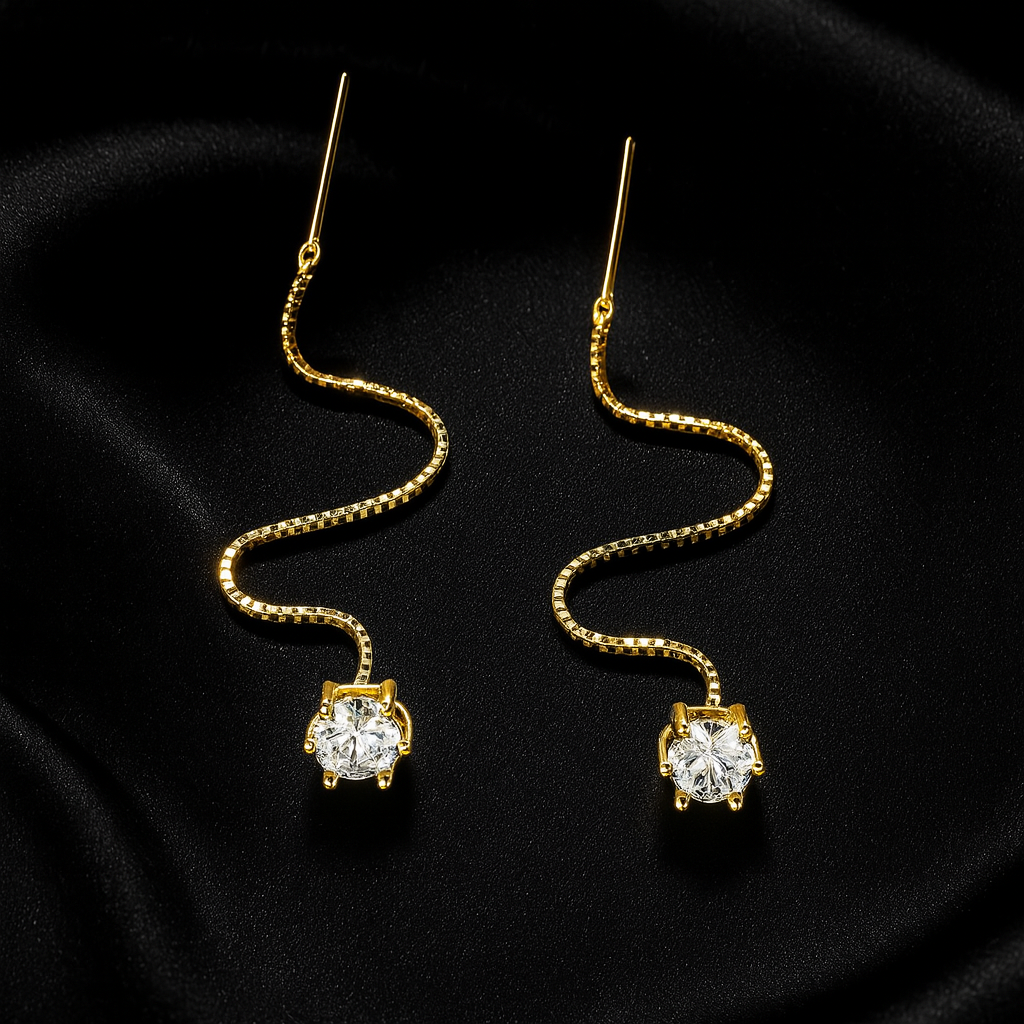Smyoue Tassel Moissanite Earrings – 0.5/1CT – White Gold