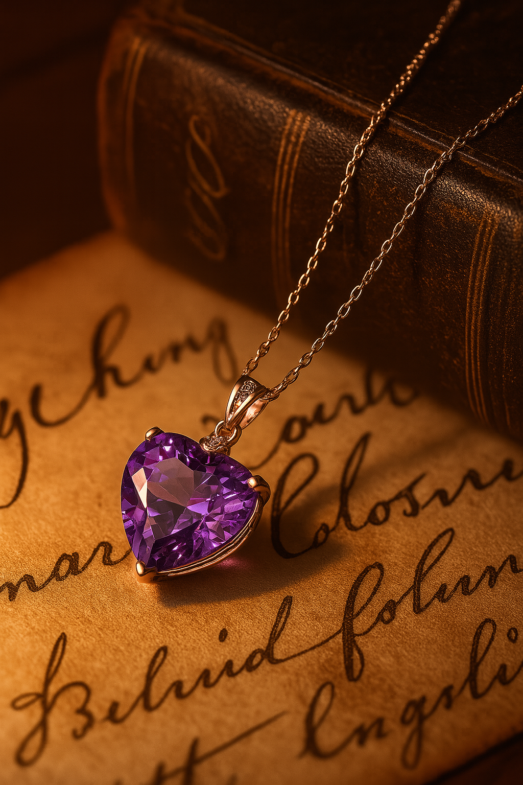 Romantic Amethyst Heart Necklace – Gold-Plated Gift Jewelry