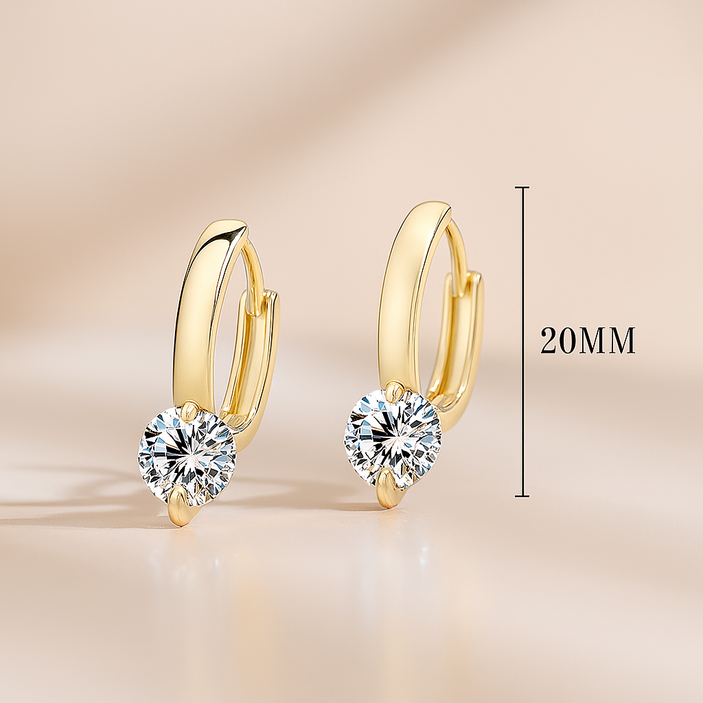Solitaire Moissanite Hoops – 1 Carat – 14K Gold Plated – Trendy 2023