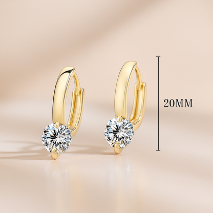 Solitaire Moissanite Hoops – 1 Carat – 14K Gold Plated – Trendy 2023