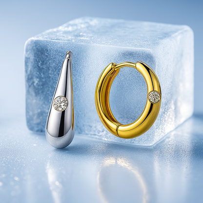 White Gold Moissanite Circle Earrings – Elegant Party Gift for Women