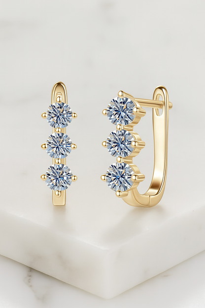 Moissanite 0.3CT ×2 Earrings – White Gold – Retro & Elegant Unise