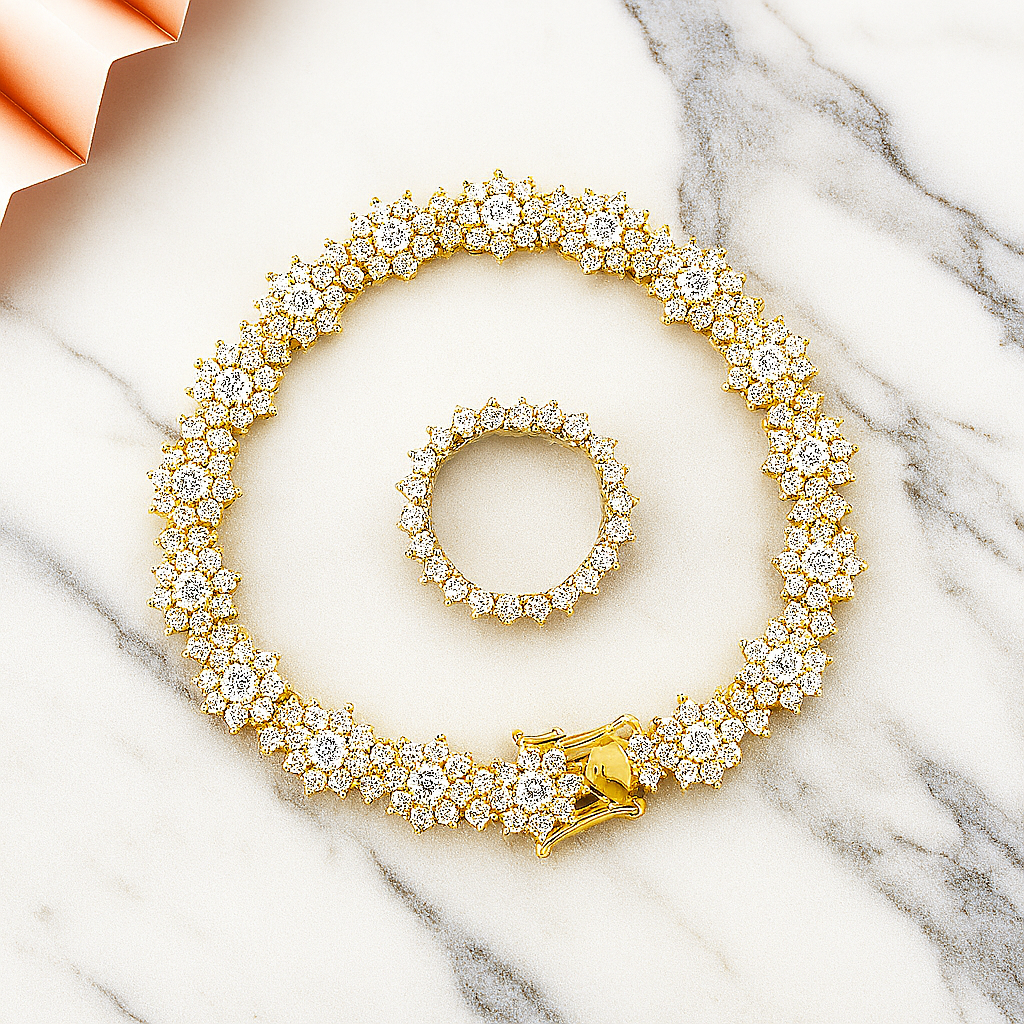 D Color Diamond Sunflower Bracelet – Premium White Gold Finish