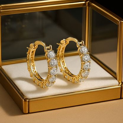 Moissanite Full Hoop Earrings – IOGOU – 2023 Trend – White Gold