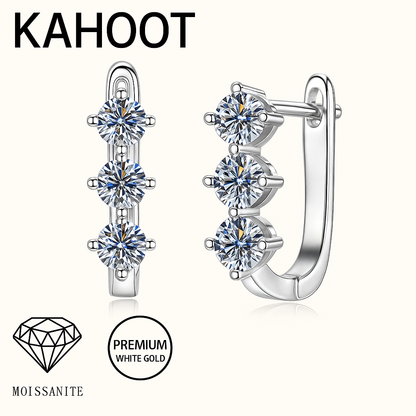 Moissanite 0.3CT ×2 Earrings – White Gold – Retro & Elegant Unise