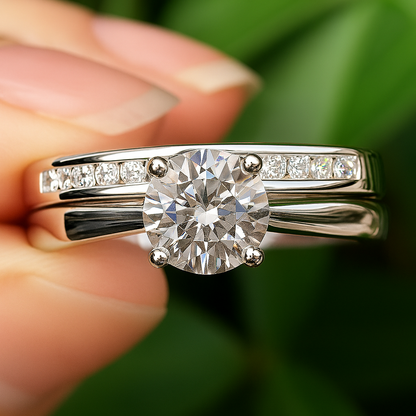Luxury Solitaire Round Zircon Wedding Ring – White/Yellow Gold Plated