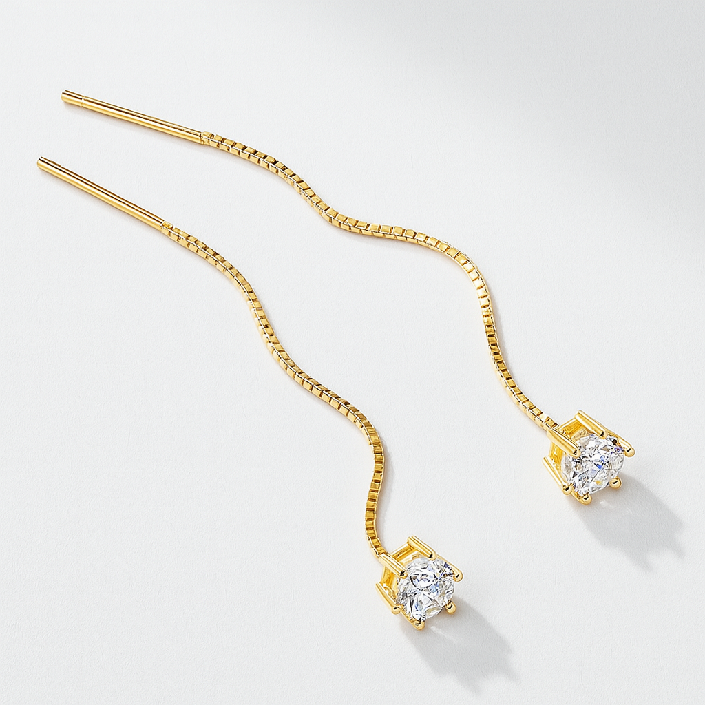 Smyoue Tassel Moissanite Earrings – 0.5/1CT – White Gold