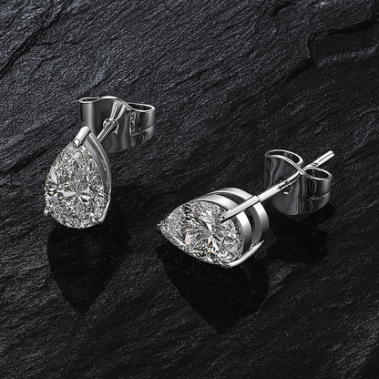 Waterdrop Moissanite Earrings – Pear Cut – Certified – White Gold