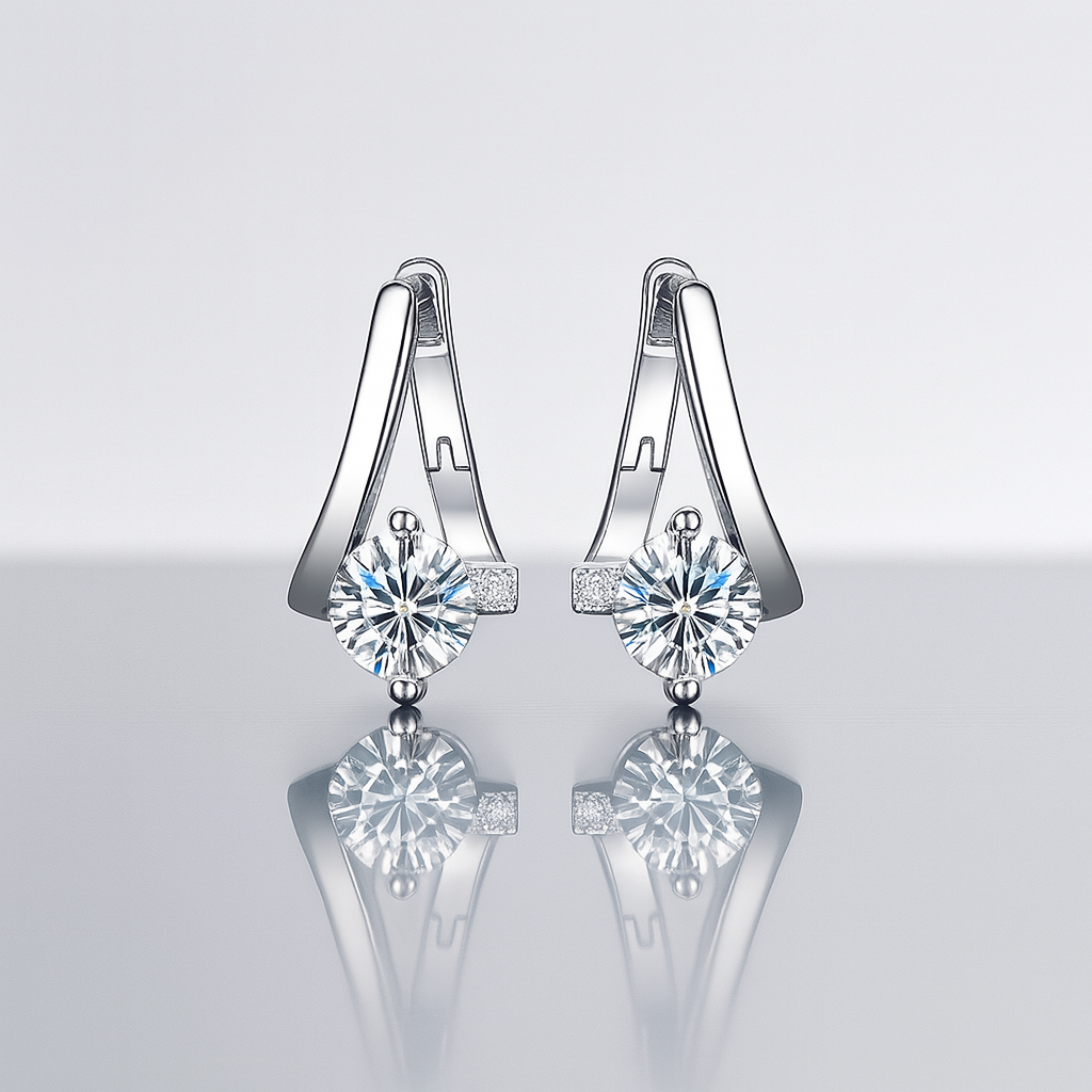 DJMAX 1CT Moissanite Stud Earrings – D Color – White Gold