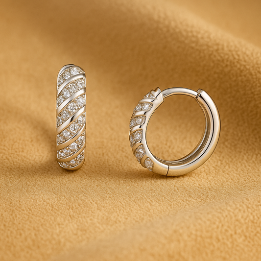 PERFANY Moissanite Hoop Earrings – White Gold – Wedding Party Jewelry