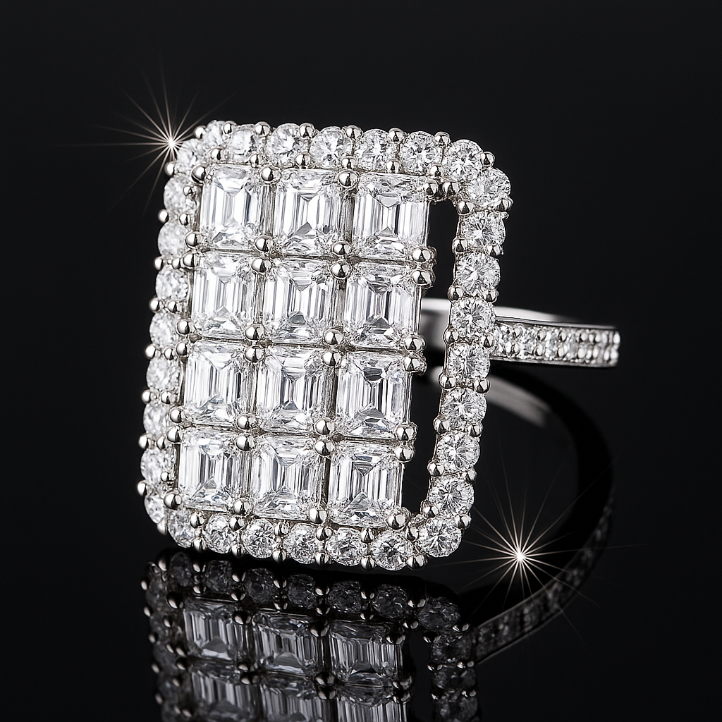 Radiant Zircon Bloom Ring in 925 Sterling Silver