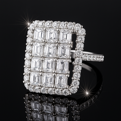 Radiant Zircon Bloom Ring in 925 Sterling Silver