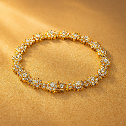 D Color Diamond Sunflower Bracelet – Premium White Gold Finish