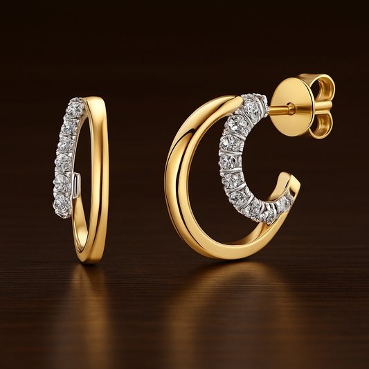 Royale Circle – 14K Gold Moissanite Earrings