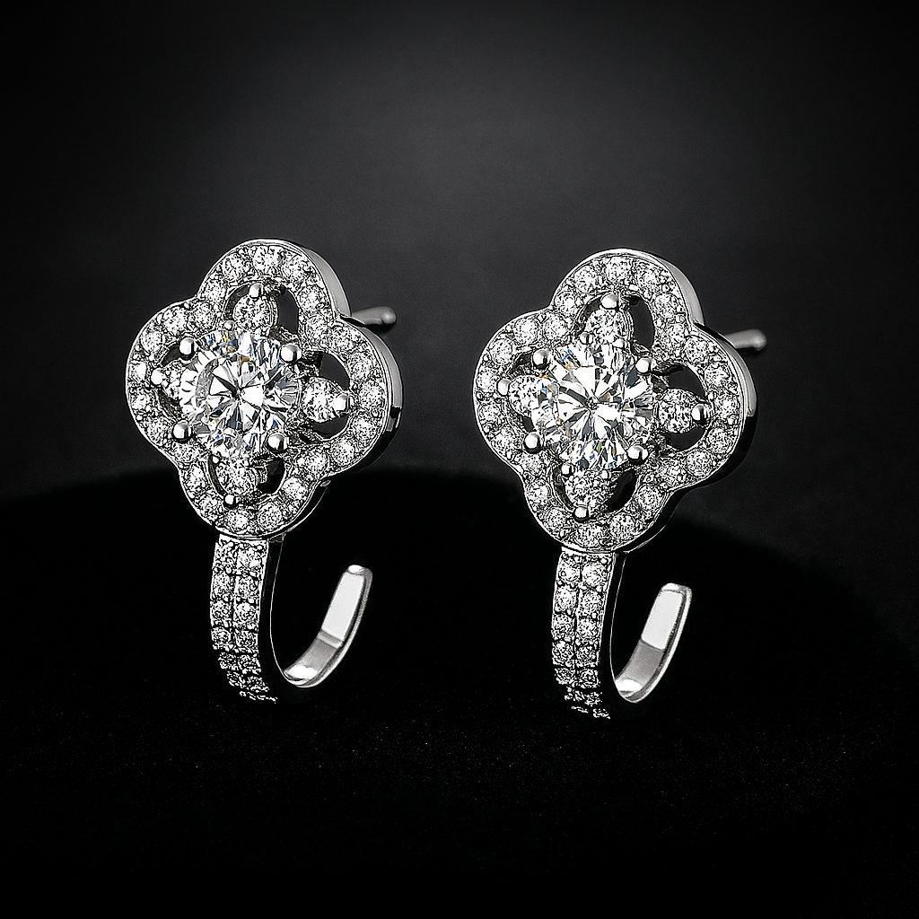 Moissanite Stud Earrings – 0.5CT D/VVS1 – GRA – White Gold