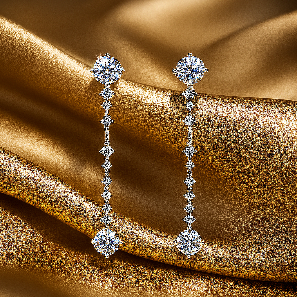 Full Moissanite Tassel Drops – 6CT – Platinum Plated – Luxury Gift