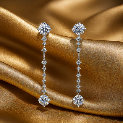 Full Moissanite Tassel Drops – 6CT – Platinum Plated – Luxury Gift