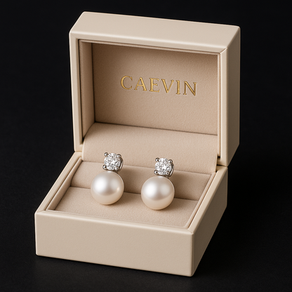 BAMOER 925 Silver Moissanite & Pearl Wedding Earrings