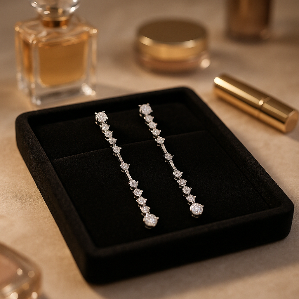 Full Moissanite Tassel Drops – 6CT – Platinum Plated – Luxury Gift