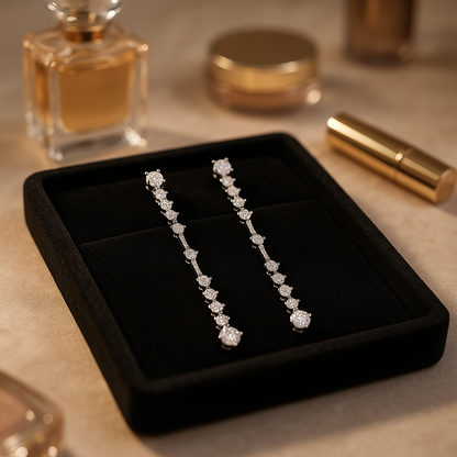 Full Moissanite Tassel Drops – 6CT – Platinum Plated – Luxury Gift