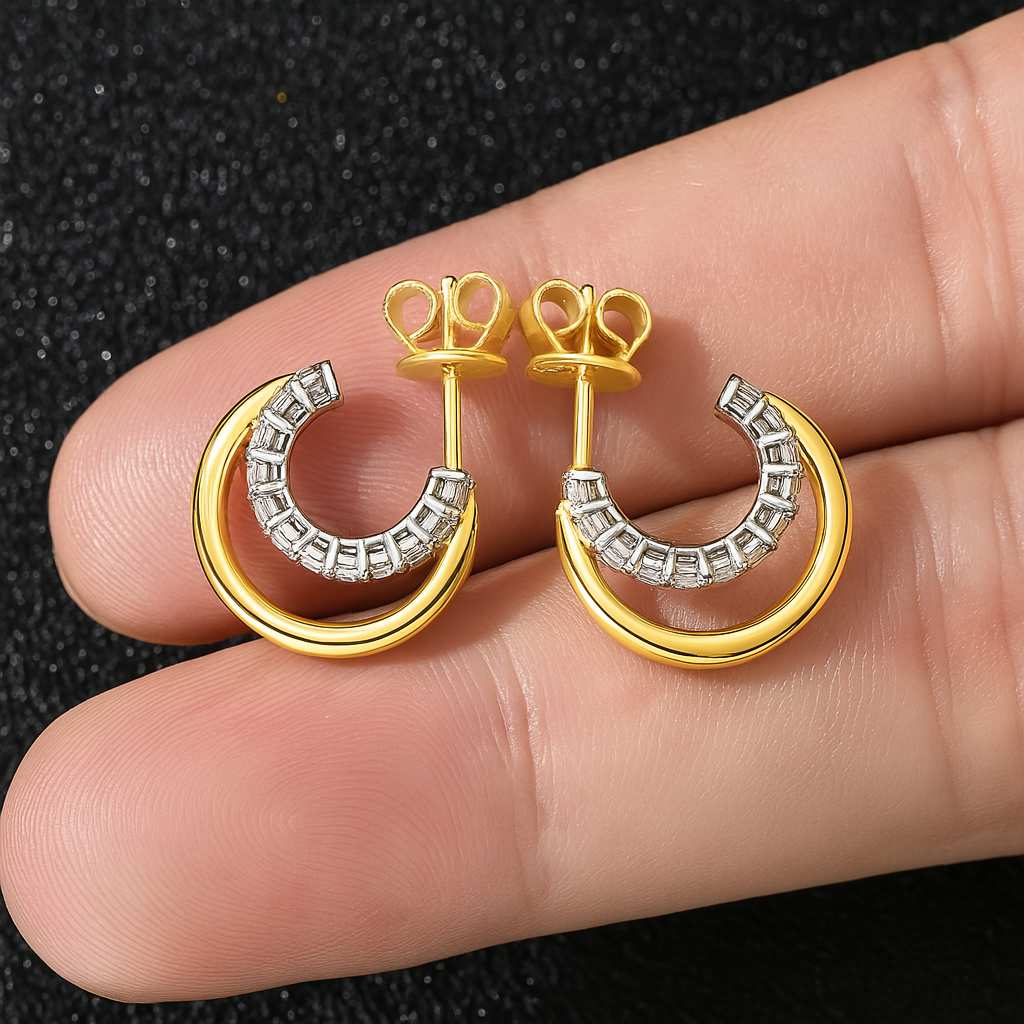 Royale Circle – 14K Gold Moissanite Earrings