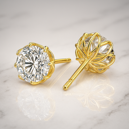 925 silver 1 carat*2 moissanite octagonal classic high-grade petal earrings