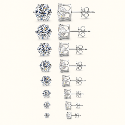 Elegant Moissanite Stud Earrings – D Color – 0.1–3CT – White Gold Luxury