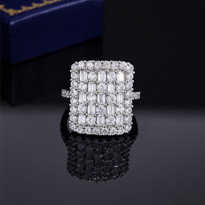 Radiant Zircon Bloom Ring in 925 Sterling Silver