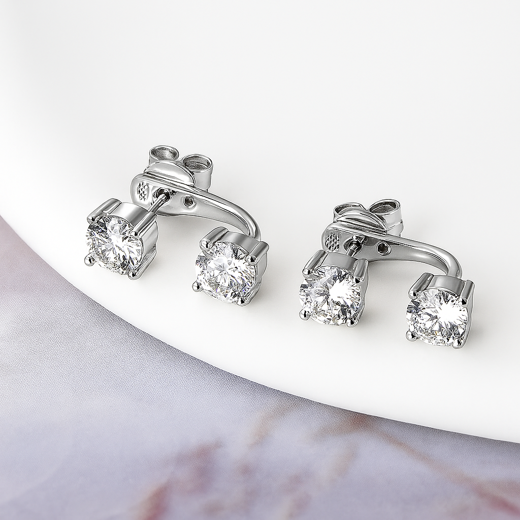 OXTAO Sparkling Moissanite Hoops – White Gold – Fine Jewelry