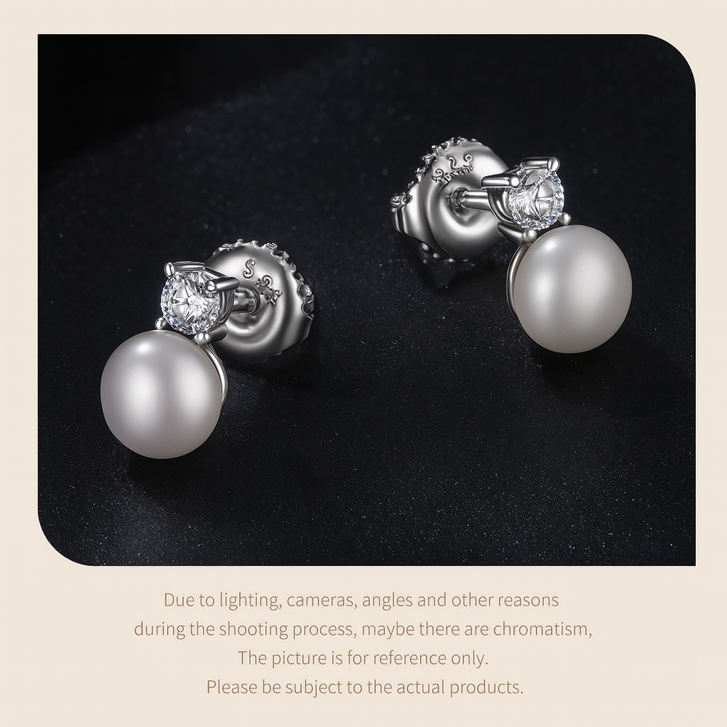 BAMOER 925 Silver Moissanite & Pearl Wedding Earrings