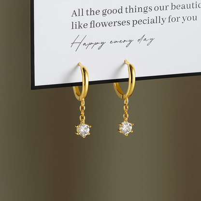 OXTAO Minimalist CZ Studs – White Gold – Elegant & Cute