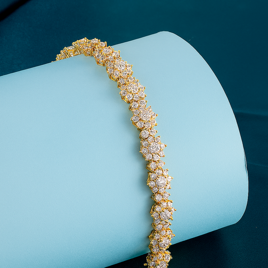 D Color Diamond Sunflower Bracelet – Premium White Gold Finish