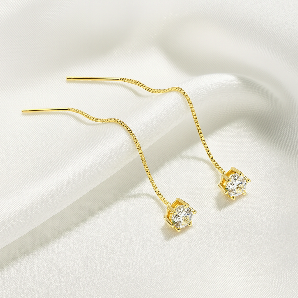 Smyoue Tassel Moissanite Earrings – 0.5/1CT – White Gold