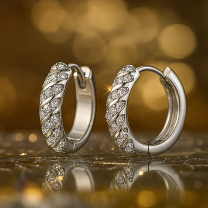 PERFANY Moissanite Hoop Earrings – White Gold – Wedding Party Jewelry