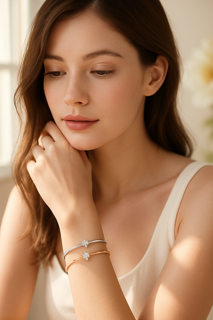 Smyoue S925 Moissanite Teardrop Bangle – GRA Certified Elegance