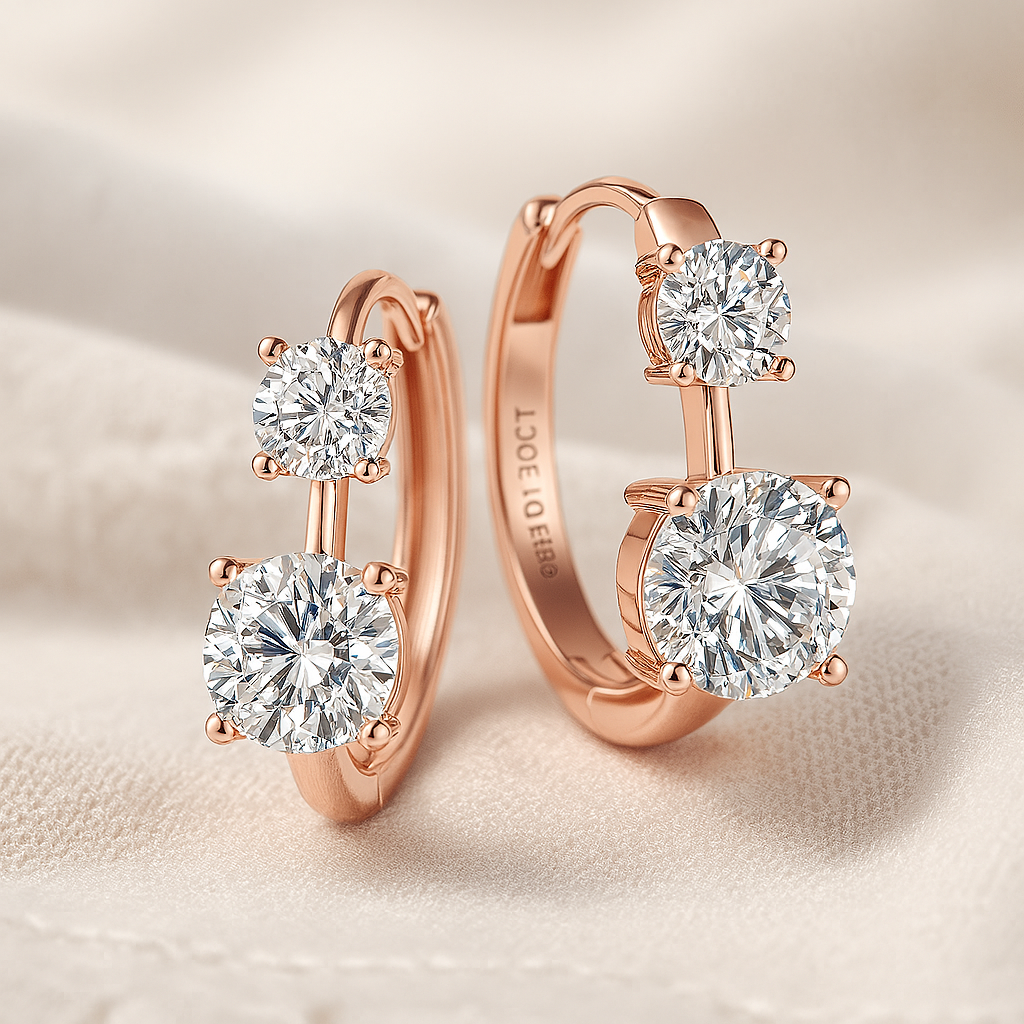 IOGOU Moissanite Hoop Earrings – 4/6.5mm – D Color – White Gold