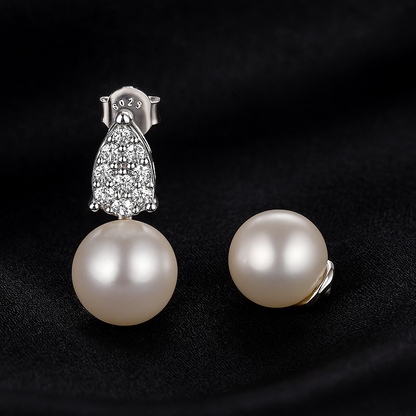 WOSTU Pearl Moissanite Drops – White Gold