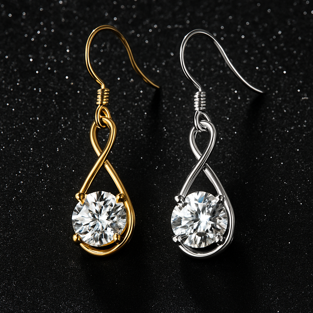 1CT Moissanite Drop Earrings – White Gold – Classic & Bohemian