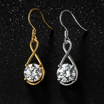 1CT Moissanite Drop Earrings – White Gold – Classic & Bohemian