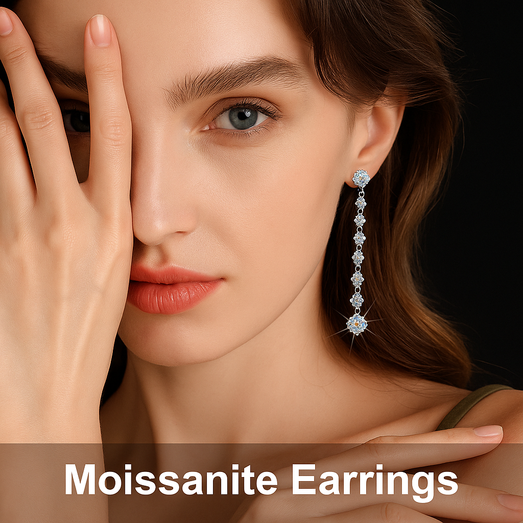 Full Moissanite Tassel Drops – 6CT – Platinum Plated – Luxury Gift