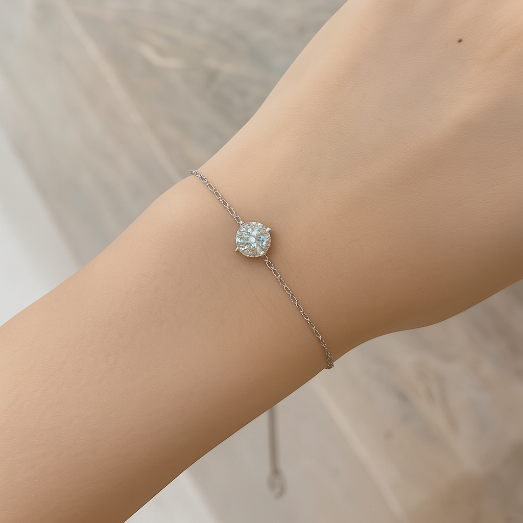 Adjustable Moissanite Hand Chain – 1 Carat, 925 Silver