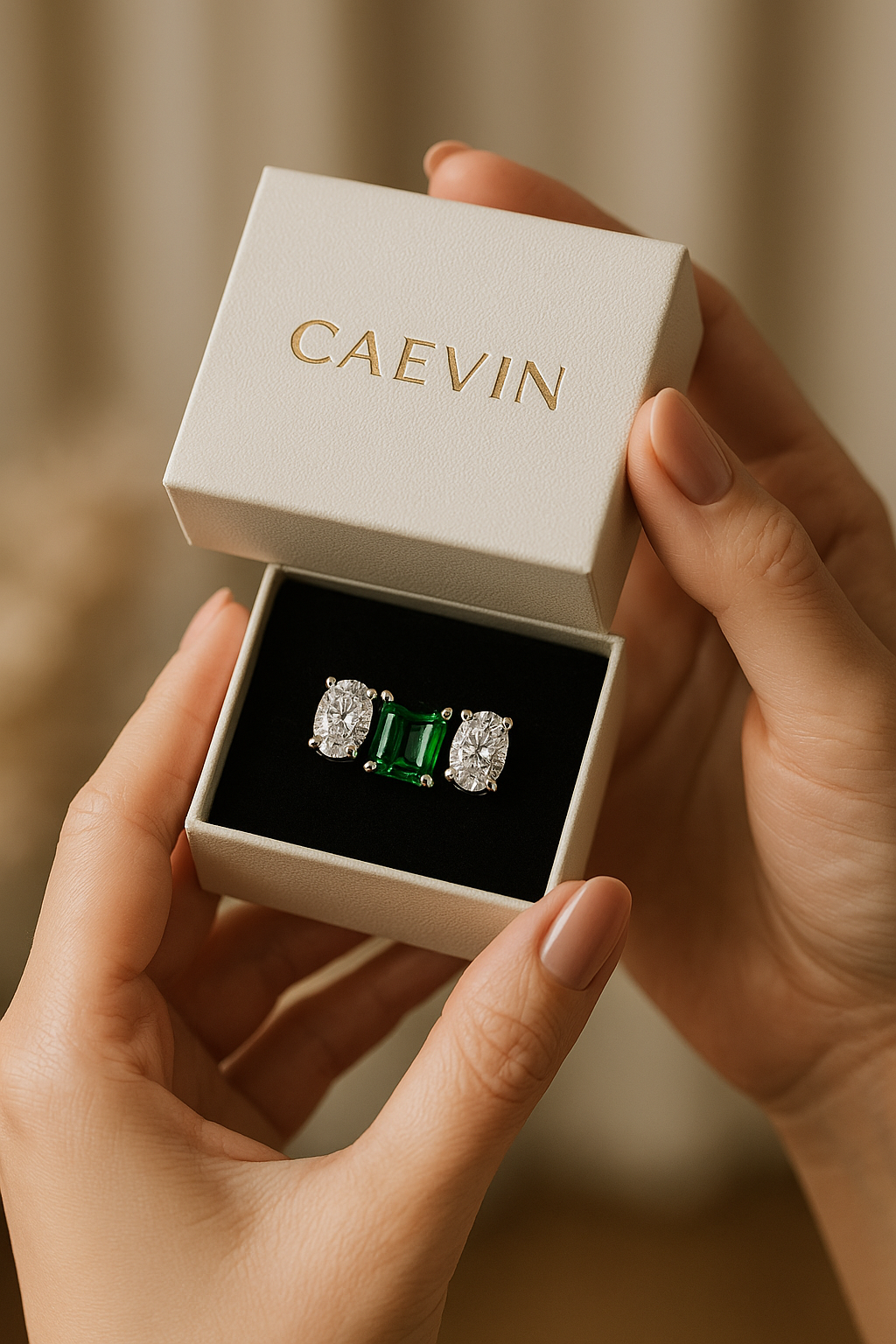 Vinregem Sapphire & Emerald Studs – White Gold – Party Jewelry