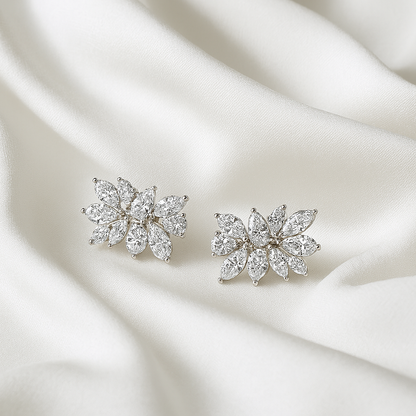 Snowflake Stud Earrings – White Gold – Luxury Bridal Design