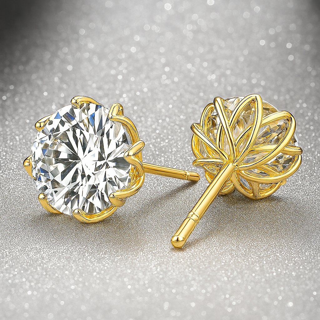 925 silver 1 carat*2 moissanite octagonal classic high-grade petal earrings