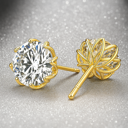 925 silver 1 carat*2 moissanite octagonal classic high-grade petal earrings