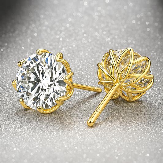 925 silver 1 carat*2 moissanite octagonal classic high-grade petal earrings