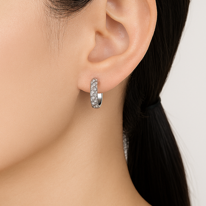 PERFANY Moissanite Hoop Earrings – White Gold – Wedding Party Jewelry