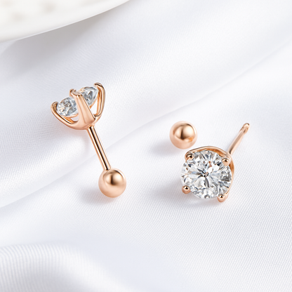 Smyoue GRA Moissanite Studs – 0.5/1/2CT – D Color – White Gold Elegance