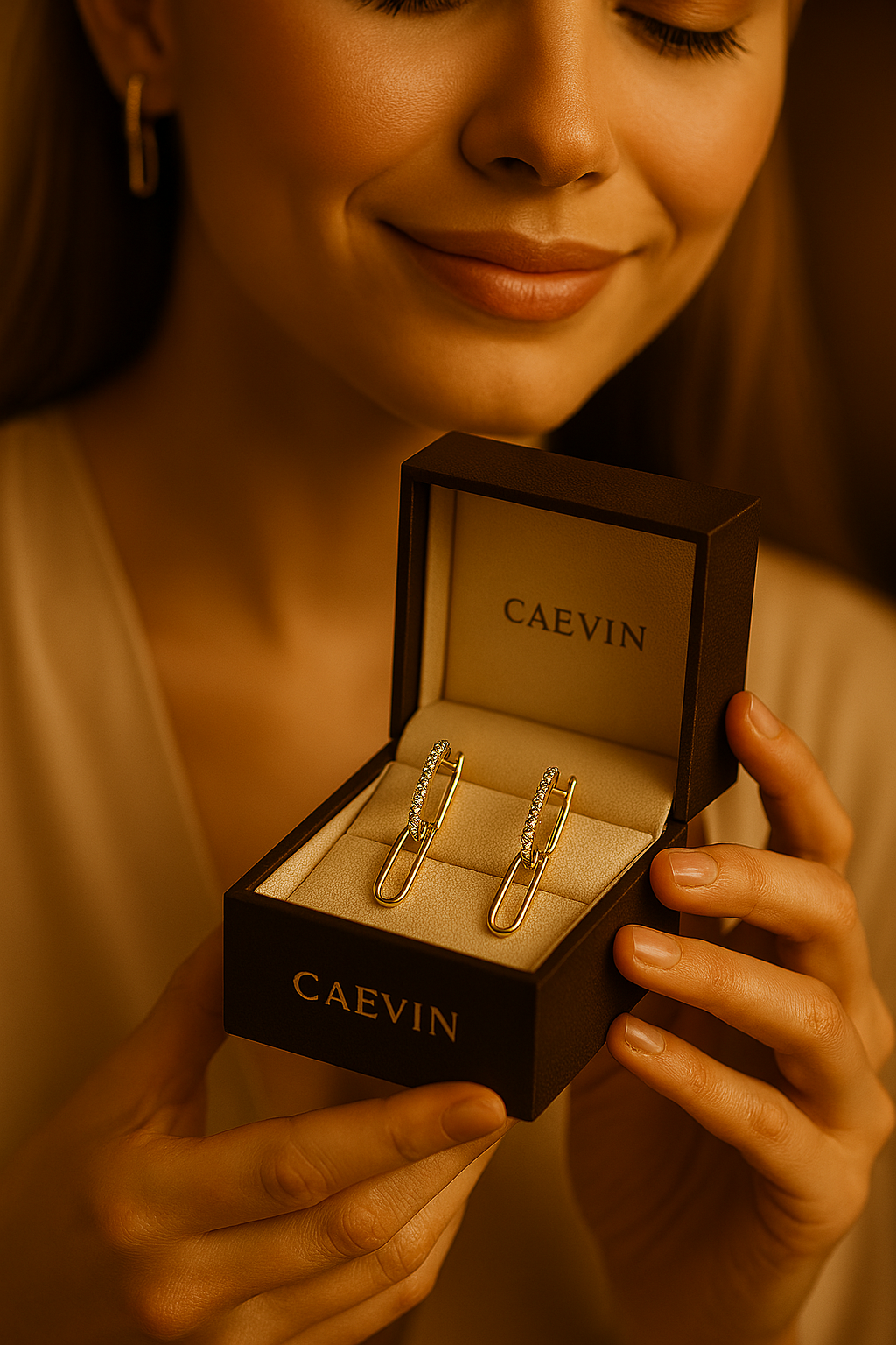 IOGOU Moissanite Paperclip Hoops – D Color – White Gold
