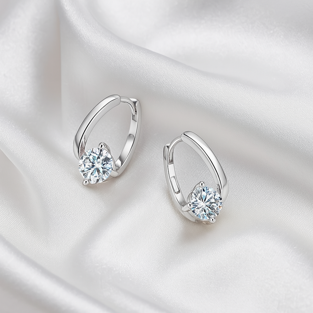DJMAX 1CT Moissanite Stud Earrings – D Color – White Gold